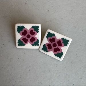Vintage‎ Floral Square Earrings